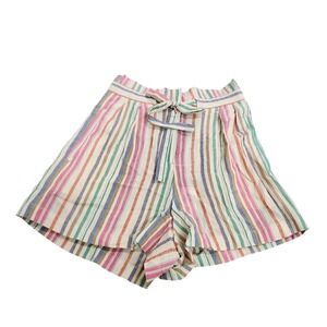 BCBGMAXAZRIA Womens XS Multi Color Striped Paperbag Waist Tie Shorts 15278